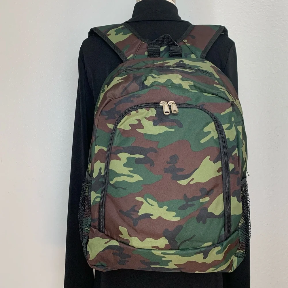 Back Pack Camouflage Print With Padded Straps Lined Pockets Adjustable NWT